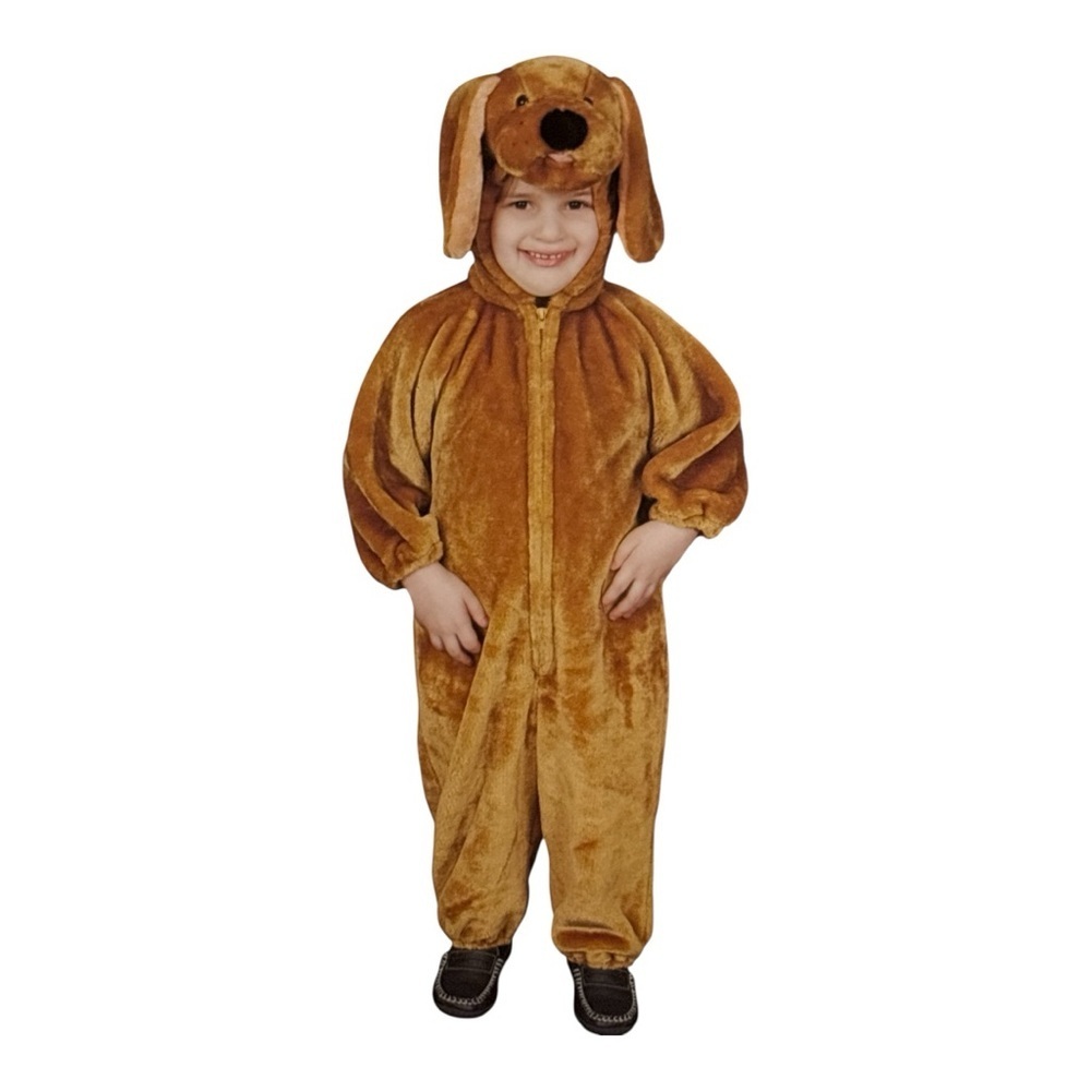 Dress Up America Brown Puppy Halloween Costume Hooded Jumpsuit Child M 8-10